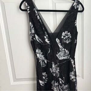 White House Black Market Sleeveles V-Neck Wide-Leg Burnout Jumpsuit